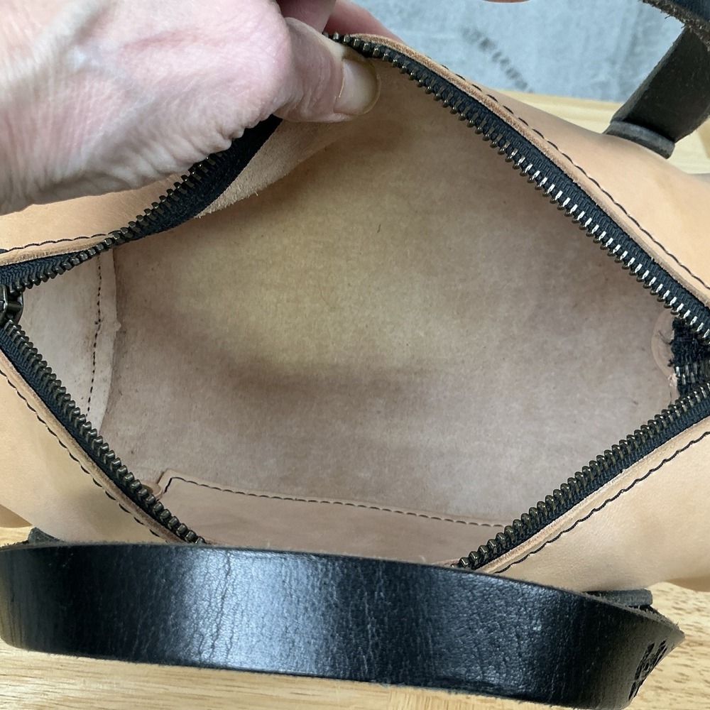 Go Forth Goods Mini Jane Crossbody Bag Natural Veg Tan & Black Strap/Trim Purse - Picture 14 of 16